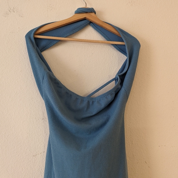 NWT PrettyLittleThing Ribbed Halter Cross Midi Dress - Picture 6 of 7